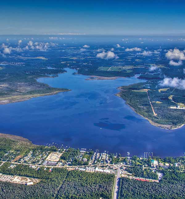 Aerial view of a lake