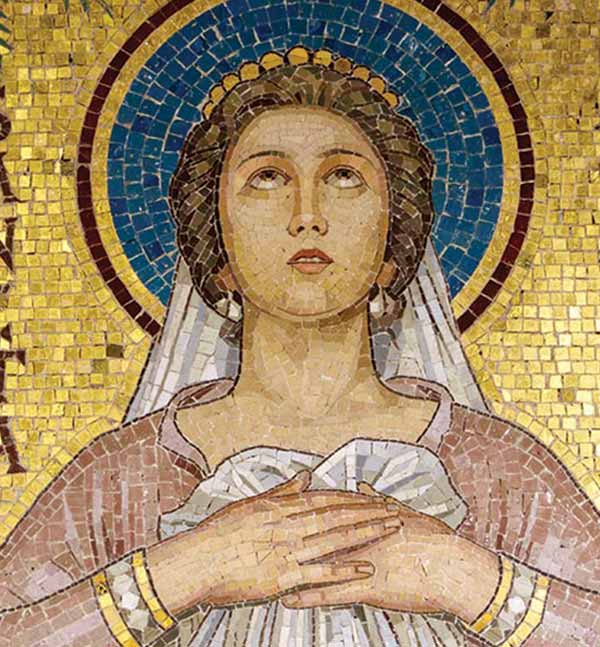 An image of a woman made of tiles