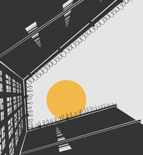 A rendering of a prison