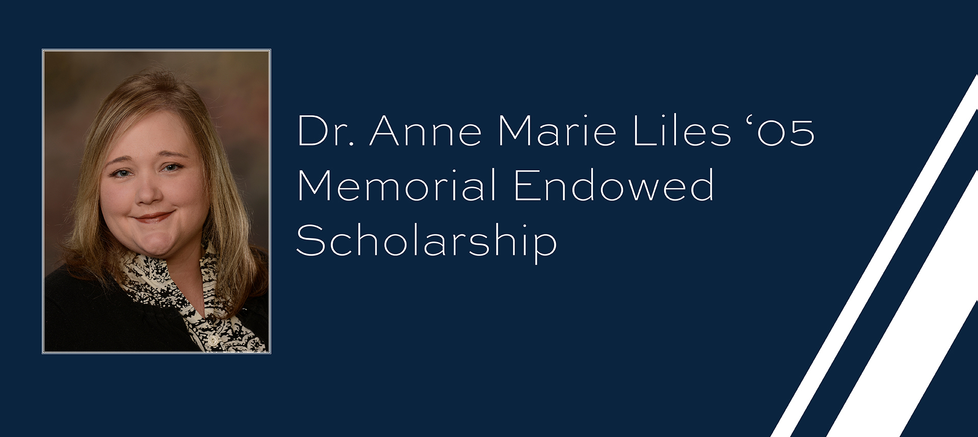 Graphic with headshot and scholarship name